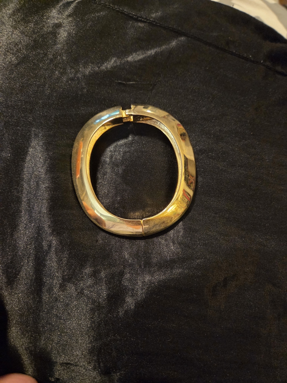 Gold-Tone Oval Hinged Bangle Bracelet - Women Jewelry